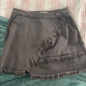 Grey denim wrap skirt